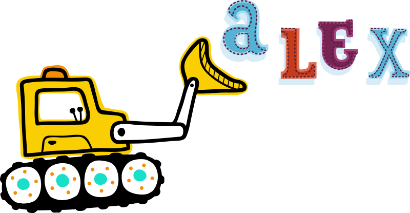 Kids vinyl carpet excavator personalized name - TenStickers