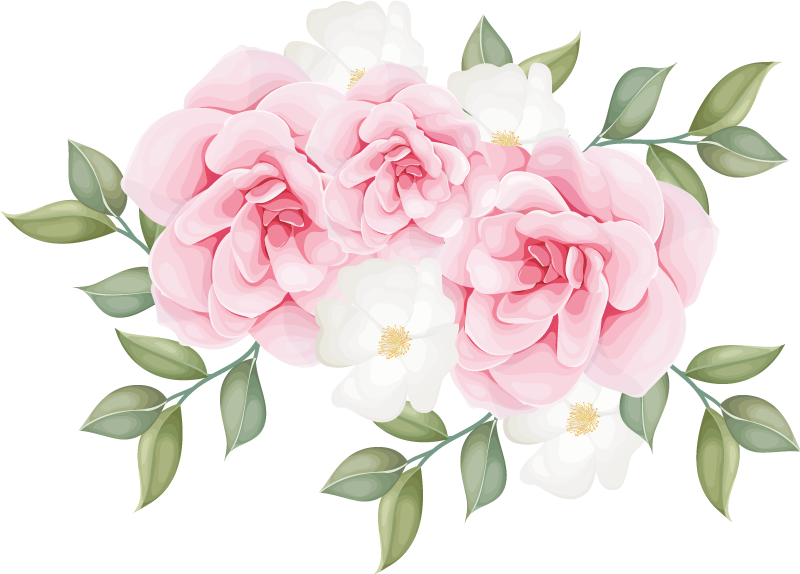 Bedroom vinyl carpet with elegant pink flowers - TenStickers