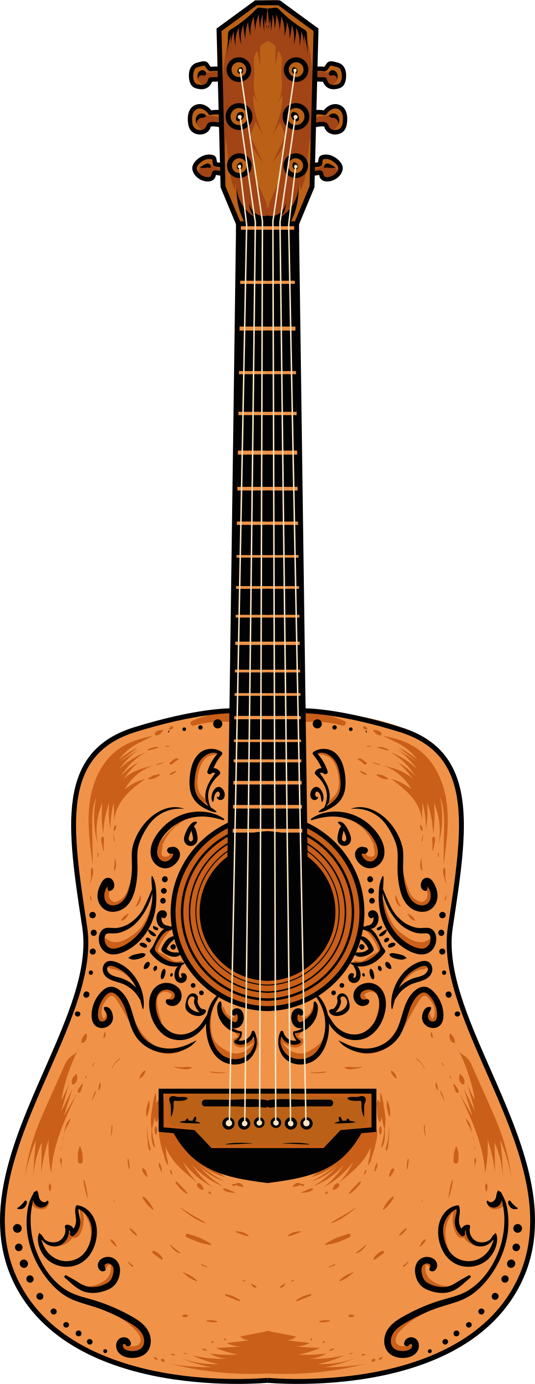 Bedroom vinyl carpet in orange guitar design - TenStickers