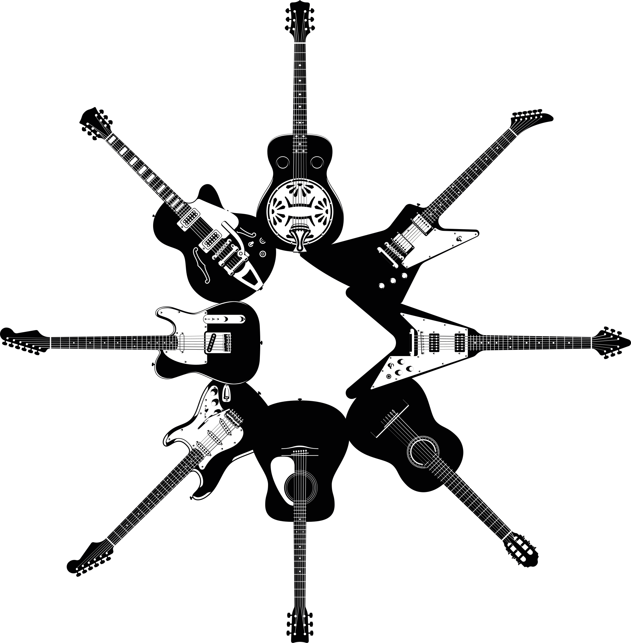 Bedroom vinyl carpet guitars in a circle - TenStickers
