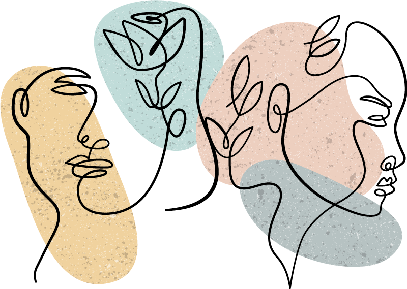 Bedroom vinyl carpet with line art women faces - TenStickers
