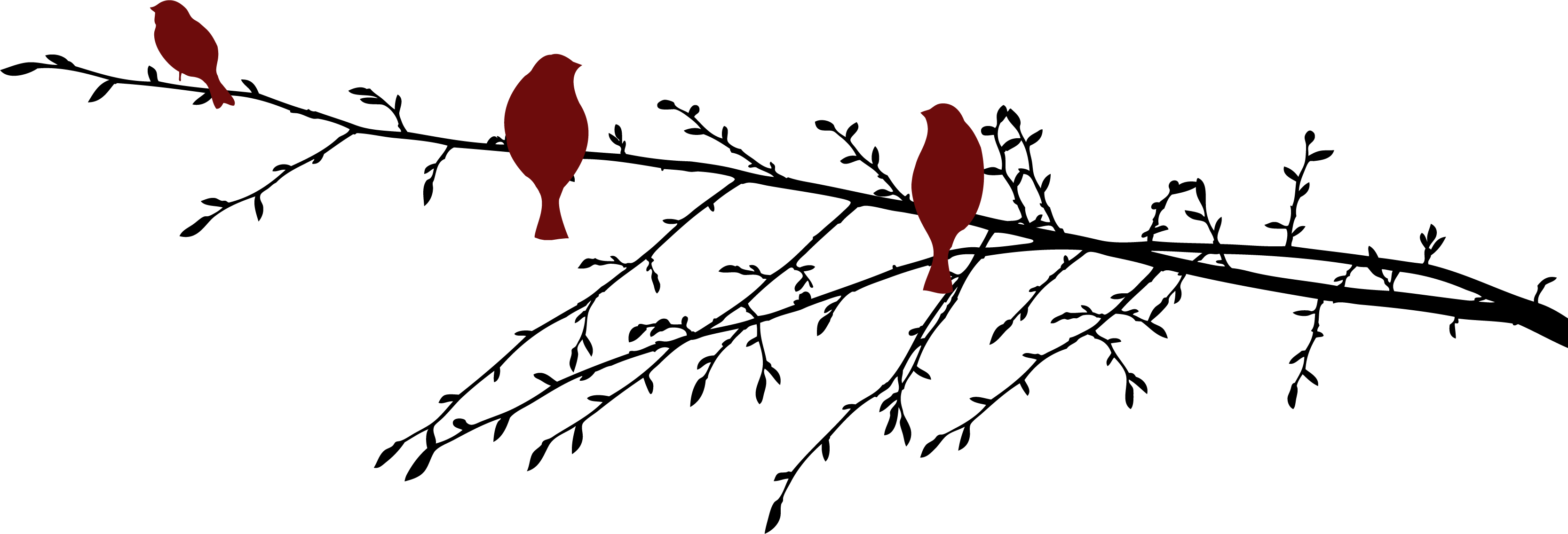 Bedroom vinyl carpet with red birds on branch - TenStickers
