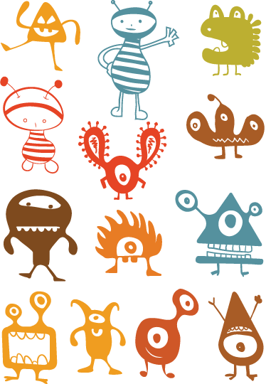 Kids vinyl carpet colorful aliens design - TenStickers