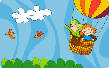 Kids vinyl carpet flying in air balloons - TenStickers