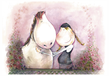 Kids vinyl carpet girl and horse design - TenStickers