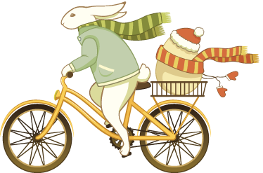 Kids vinyl carpet easter bunny on bike - TenStickers