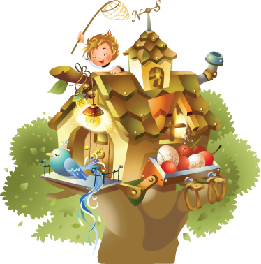 Game vinyl carpet tree house illustration - TenStickers