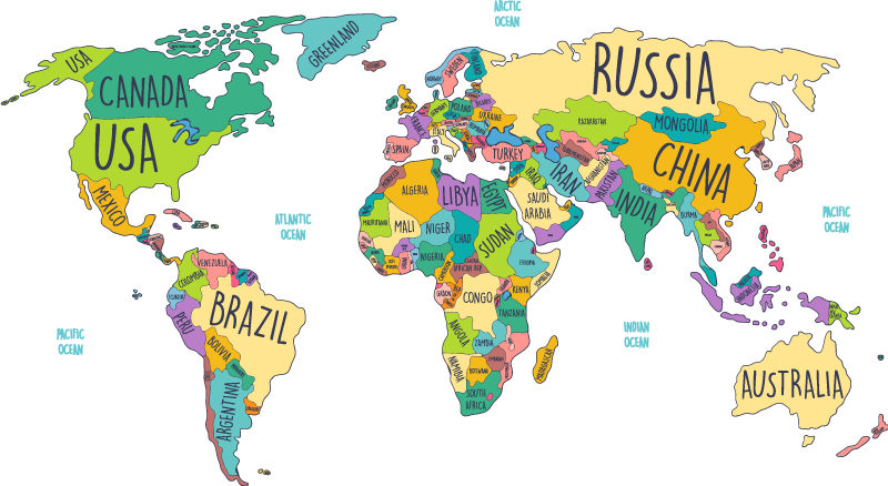 World map vinyl carpet political world map - TenStickers