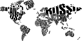 World map vinyl carpet with country names - TenStickers
