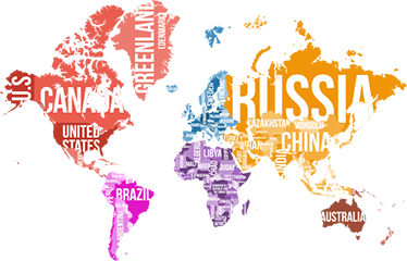 World map vinyl carpet with names and borders - TenStickers