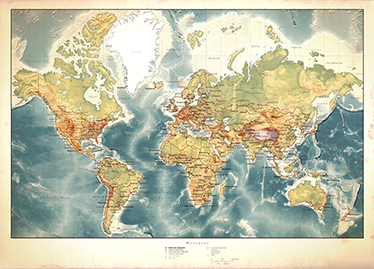 World map vinyl carpet aged world map vinyl - TenStickers