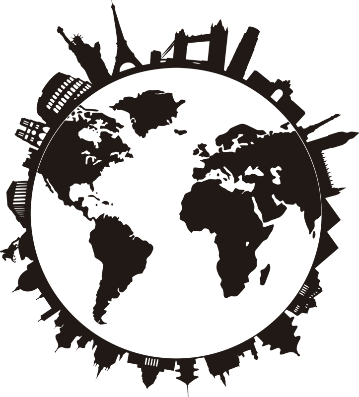 World map vinyl carpet with landmarks - TenStickers