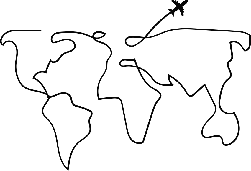 World map vinyl carpet with airplane design - TenStickers