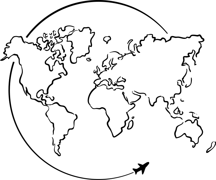 World map vinyl carpet airplane circle map - TenStickers