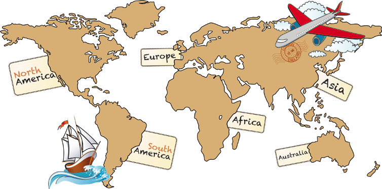 World map vinyl carpet english continent map - TenStickers