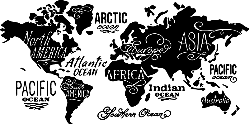 World map vinyl carpet with detailed features - TenStickers