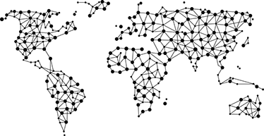 World map vinyl carpet with linked connections - TenStickers