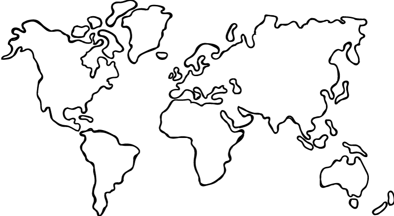 World map vinyl carpet in monochrome design - TenStickers