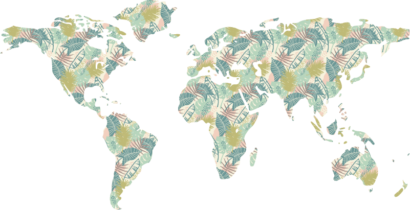 World map vinyl carpet tropical map - TenStickers