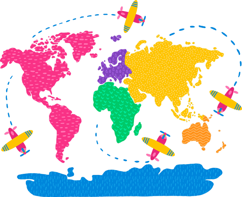 World map vinyl carpet travel map design - TenStickers