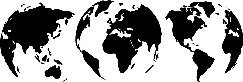 World map vinyl carpet with 3 earth maps of continents - TenStickers