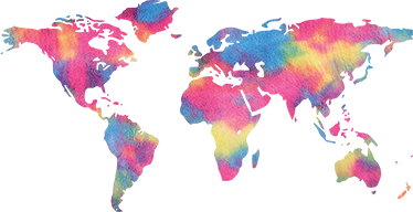 World map vinyl carpet in tie dye style - TenStickers
