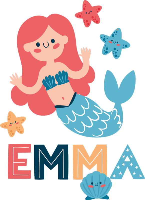 Kids vinyl carpet colorful mermaid personalized - TenStickers