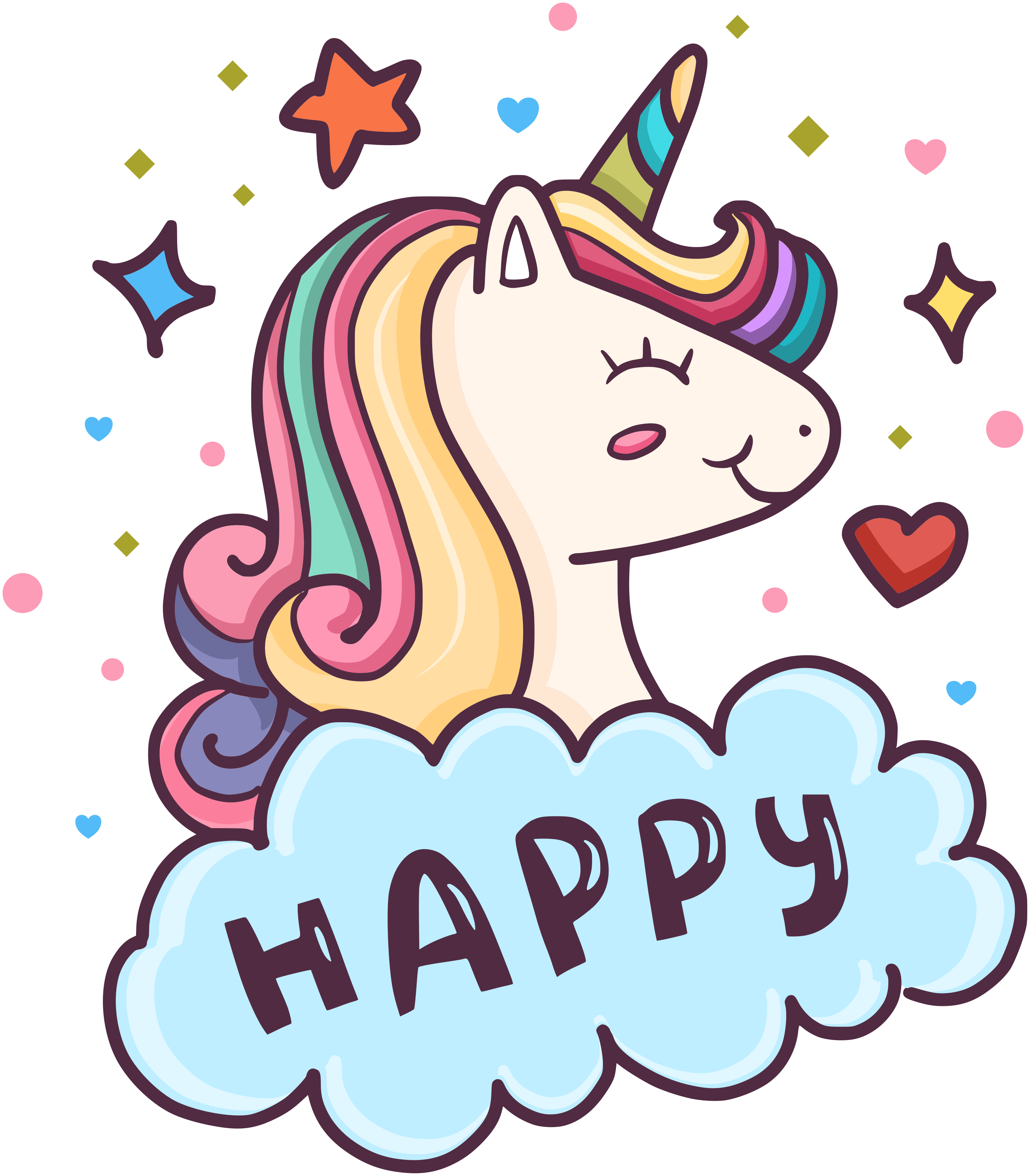 Kids vinyl carpet unicorn head in the cloud - TenStickers