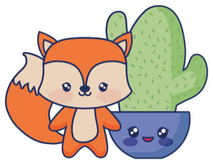 Kids vinyl carpet anime cactus and fox design - TenStickers