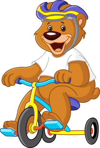 Kids vinyl carpet bear on a bicycle - TenStickers