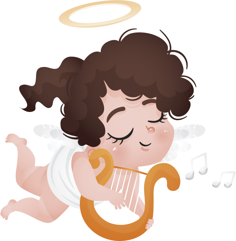 Kids vinyl carpet playing the harp - TenStickers