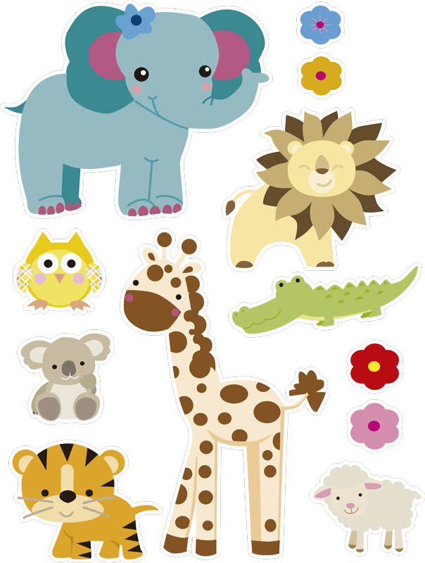 Kids vinyl carpet jungle animal stickers - TenStickers