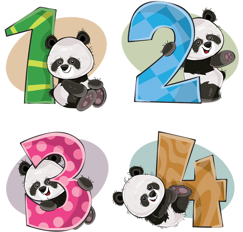 Kids vinyl carpet with 4 pandas design - TenStickers