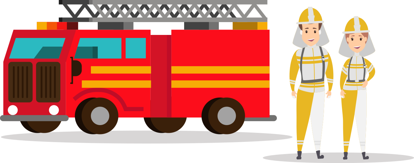 Kids vinyl carpet firefighter car set - TenStickers