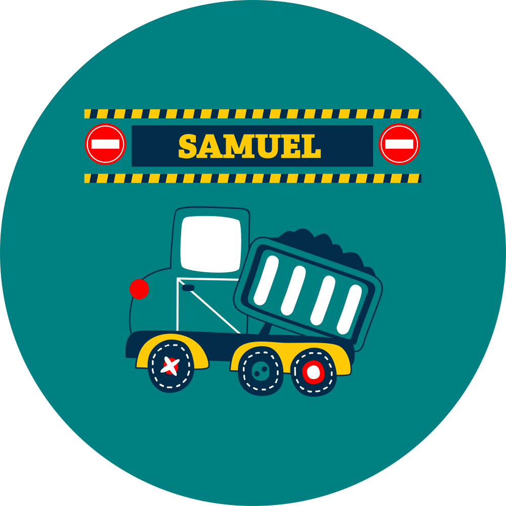 Kids vinyl carpet personalised construction truck - TenStickers