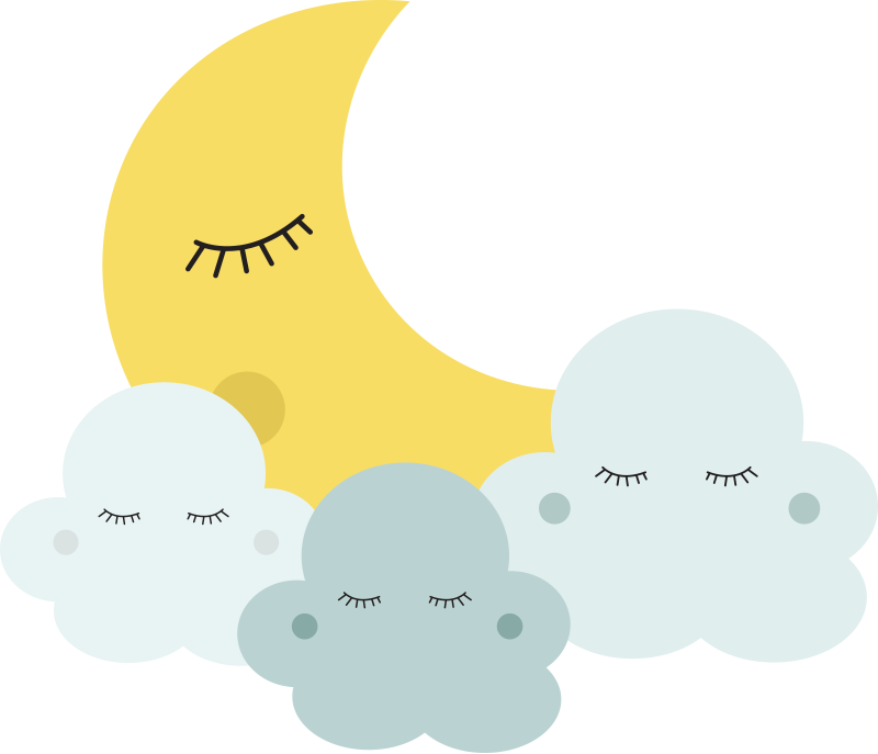 Kids vinyl carpet happy moon and cloud sleeping - TenStickers