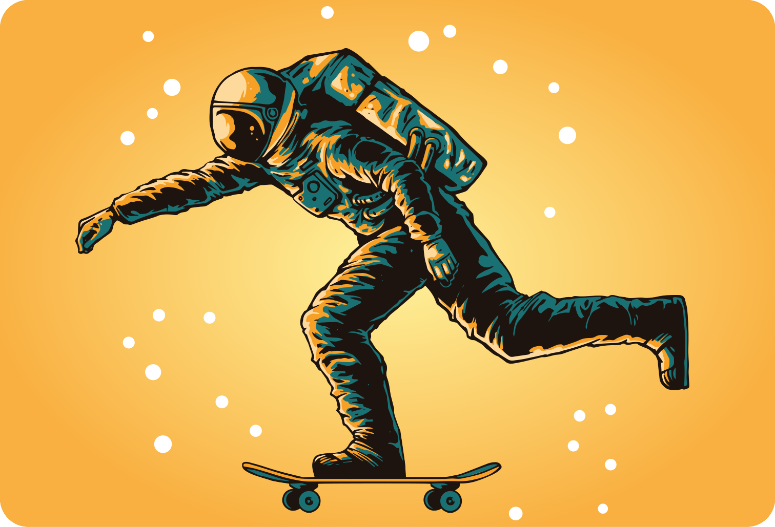 Kids vinyl carpet astronaut skateboarding design - TenStickers
