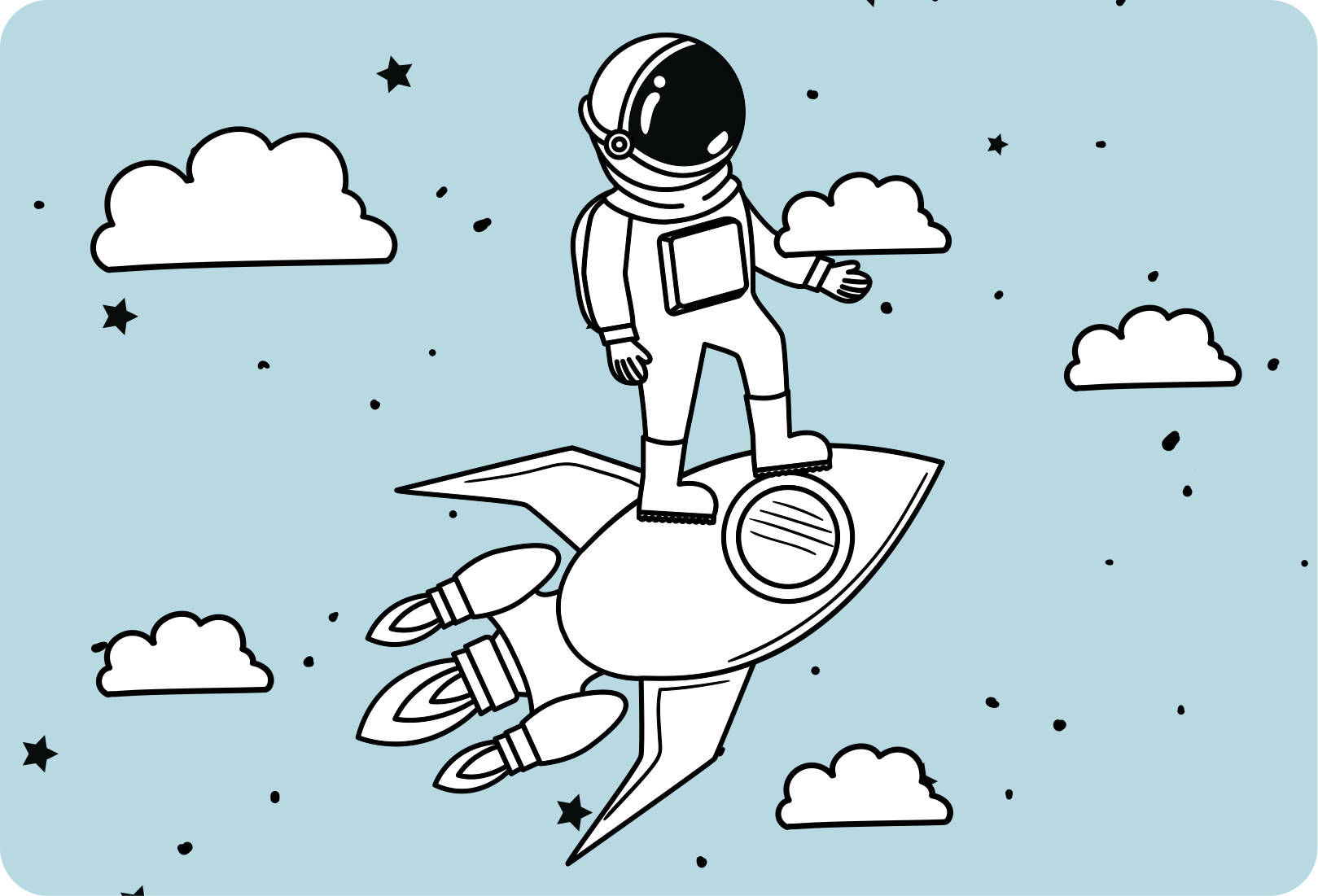 Kids vinyl carpet rocket astronaut and stars - TenStickers