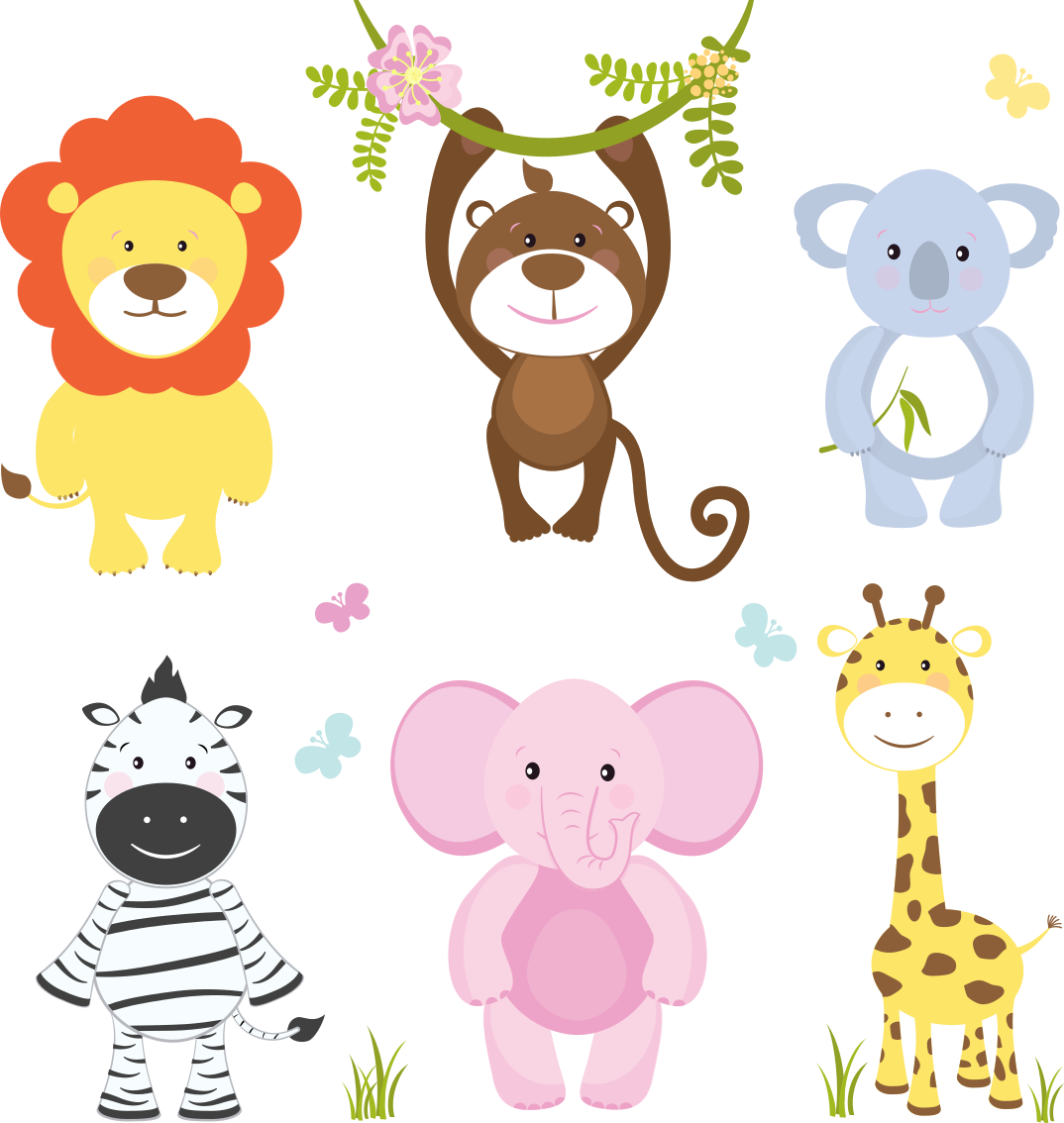 Kids vinyl carpet colorful baby animals design - TenStickers