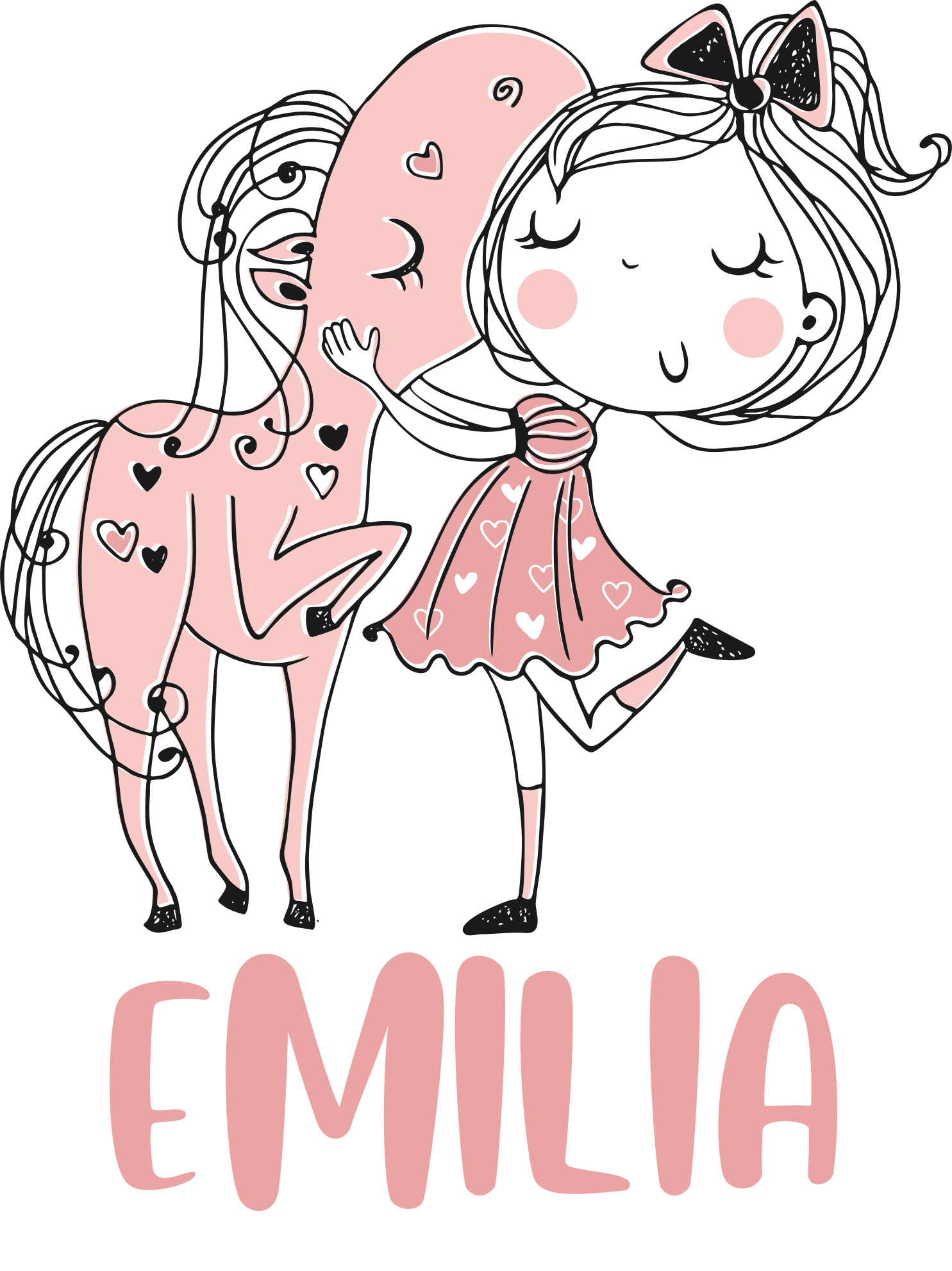 Kids vinyl carpet princess in a pink dress with a horse - TenStickers