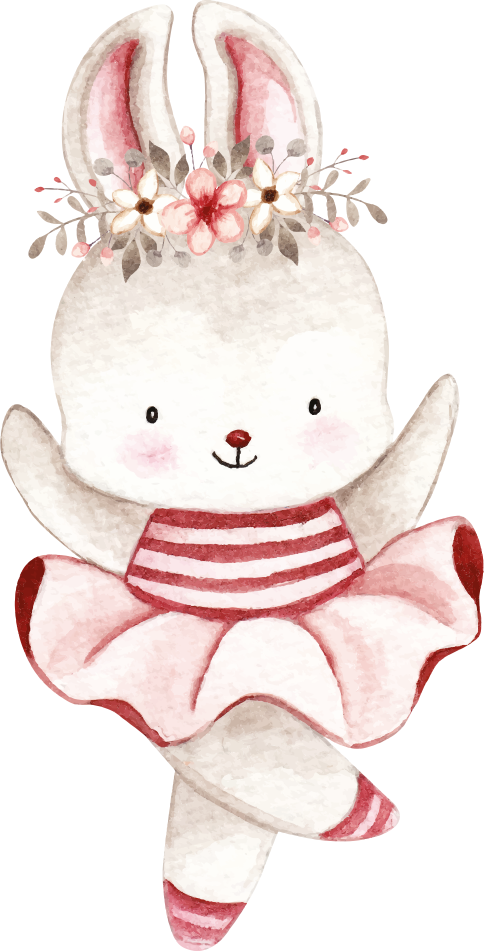 Kids vinyl carpet rabbit ballerina in roses - TenStickers