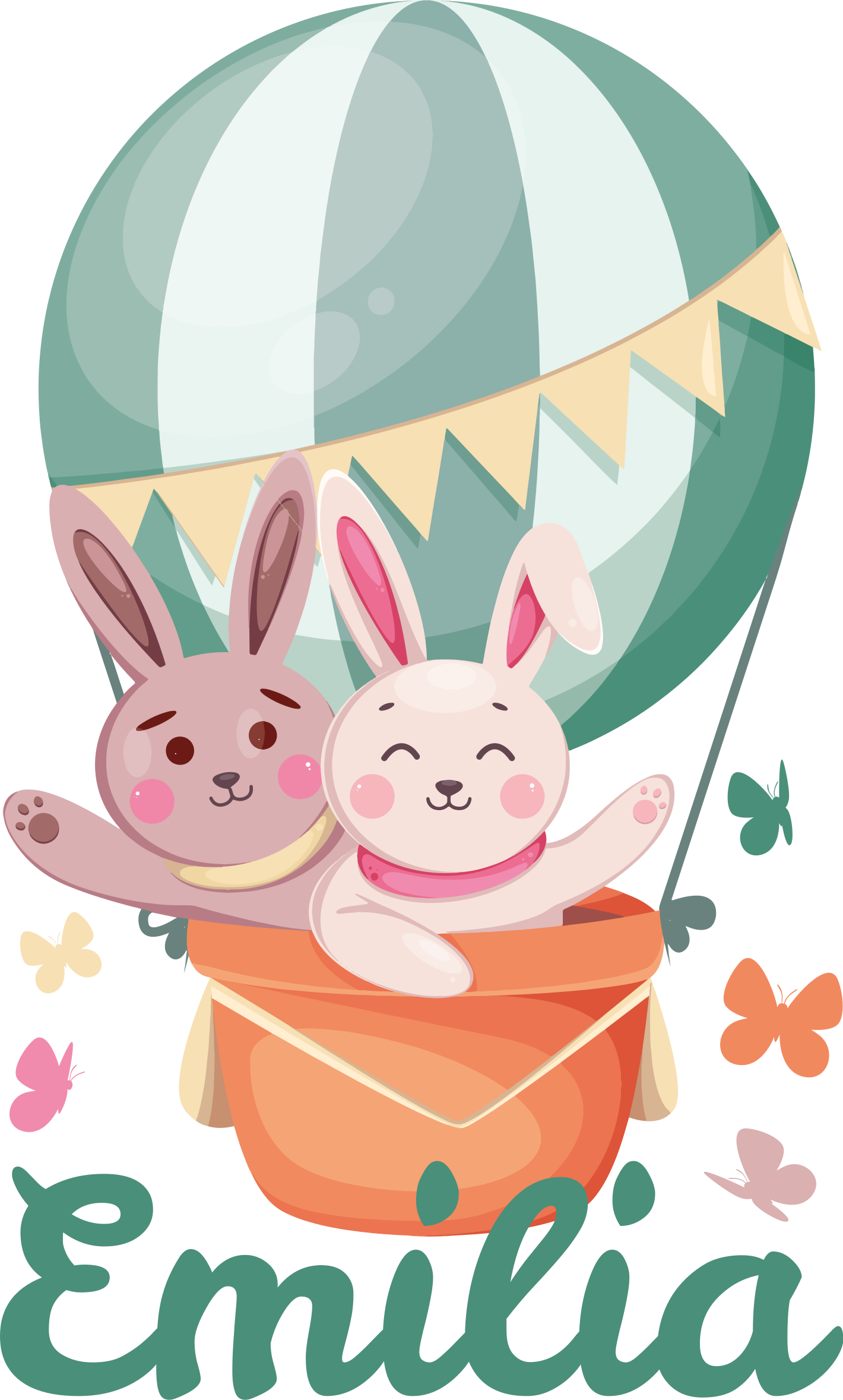 Kids vinyl carpet with custom balloon bunnies - TenStickers