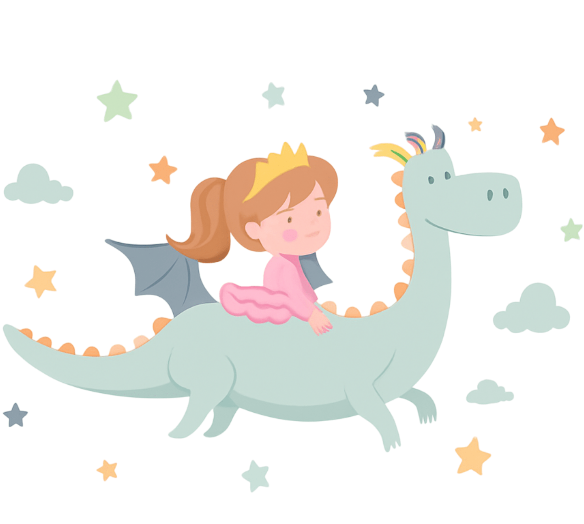 Kids vinyl carpet princess riding a dragon - TenStickers
