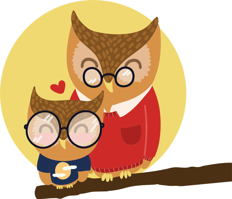 Kids vinyl carpet owl father and son design - TenStickers