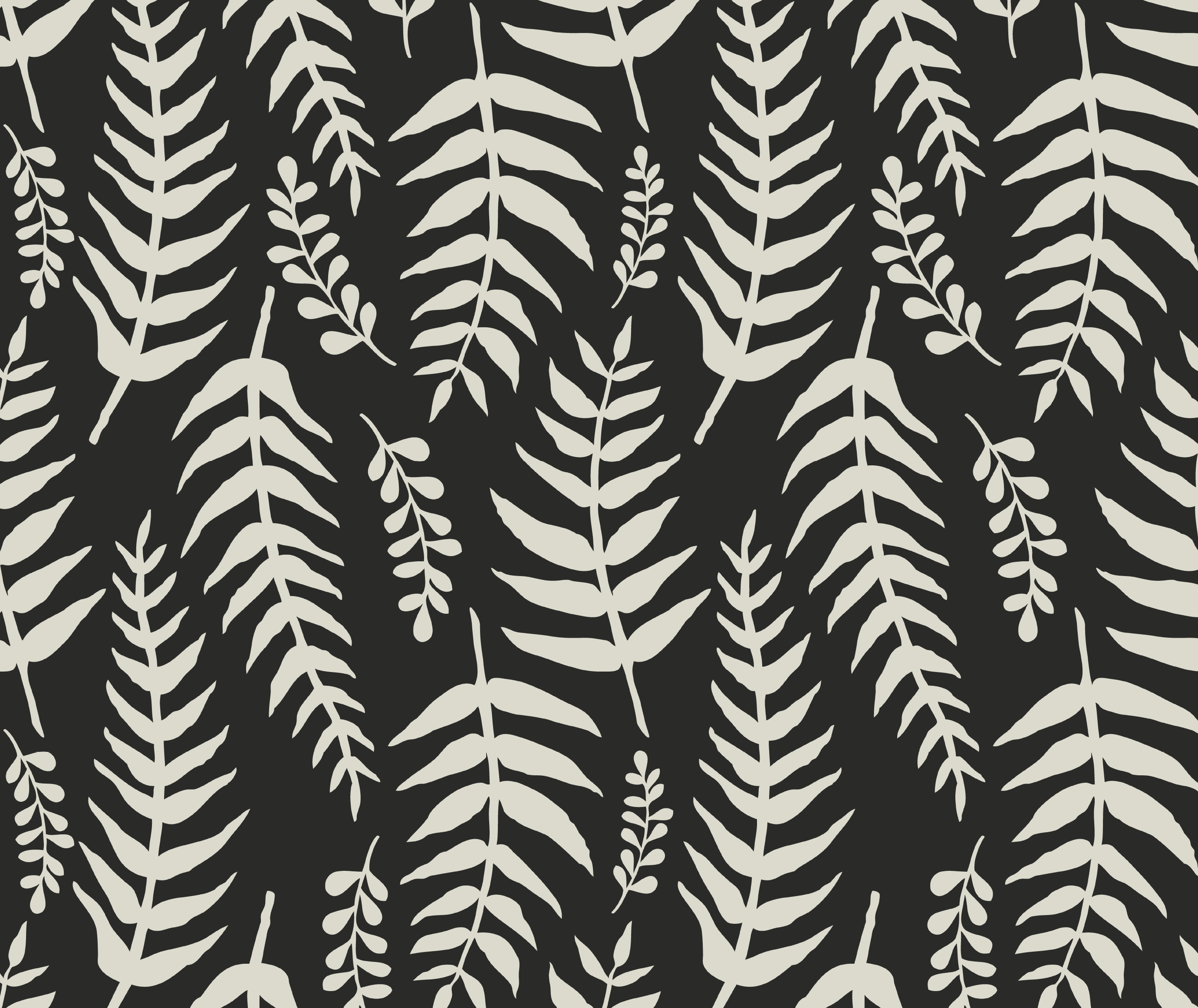 Bathroom vinyl carpet with black ferns design - TenStickers