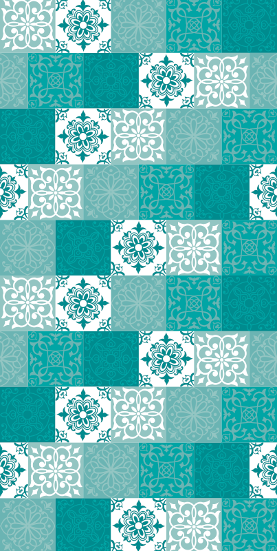 Bathroom vinyl carpet in turquoise tile design - TenStickers