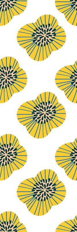 Bathroom vinyl carpet with large blue and yellow flowers - TenStickers