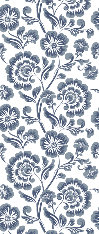 Bathroom vinyl carpet with blue floral victorian design - TenStickers