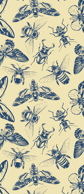 Bathroom vinyl carpet in blue and yellow bee pattern - TenStickers