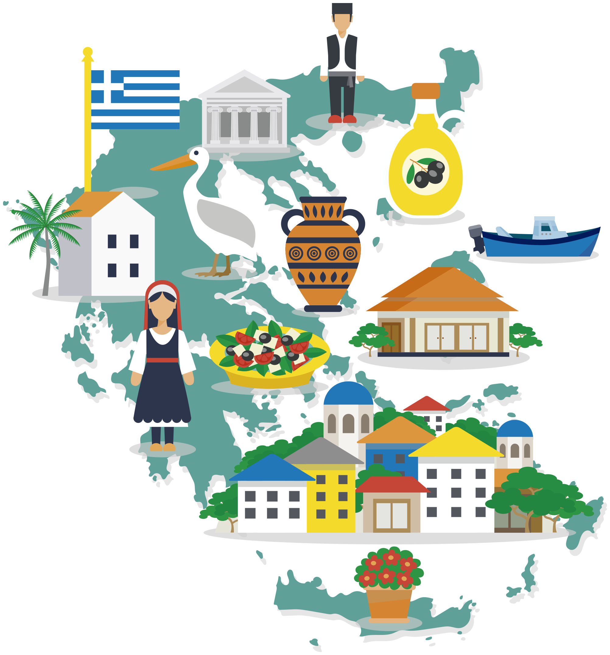 World map vinyl carpet greece and islands map - TenStickers
